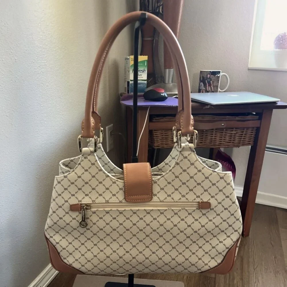 RIONI Moda Italia Signature Monogram Structured Satchel Shoulder Bag